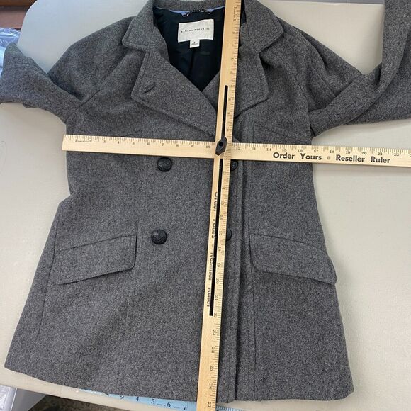 Banana Republic Wool Pea Coat Womens Small Gray Double Breasted Pockets Parka - Picture 7 of 14